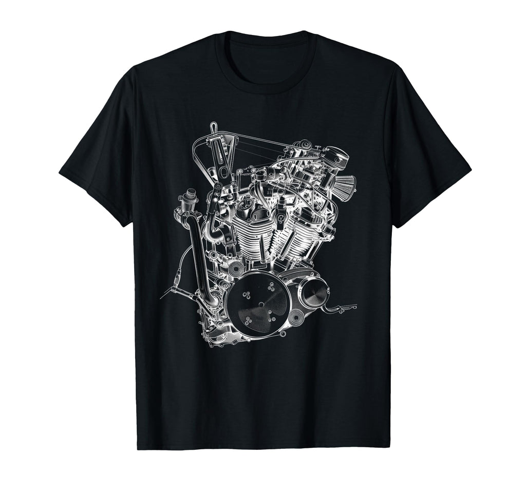 Motorcycle Engine Blueprint Diagram T-Shirt - Aesthetic Graphic Men Women - T-Shirt, Sweatshirt, Hoodie