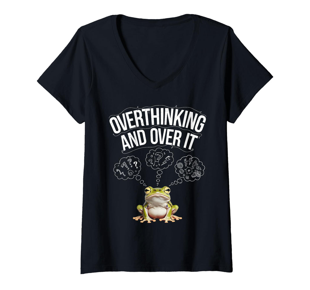 Womens Funny Tired Frog Meme Overthinker T-Shirt - Custom Art Print Unisex - T-Shirt, Sweatshirt, Hoodie