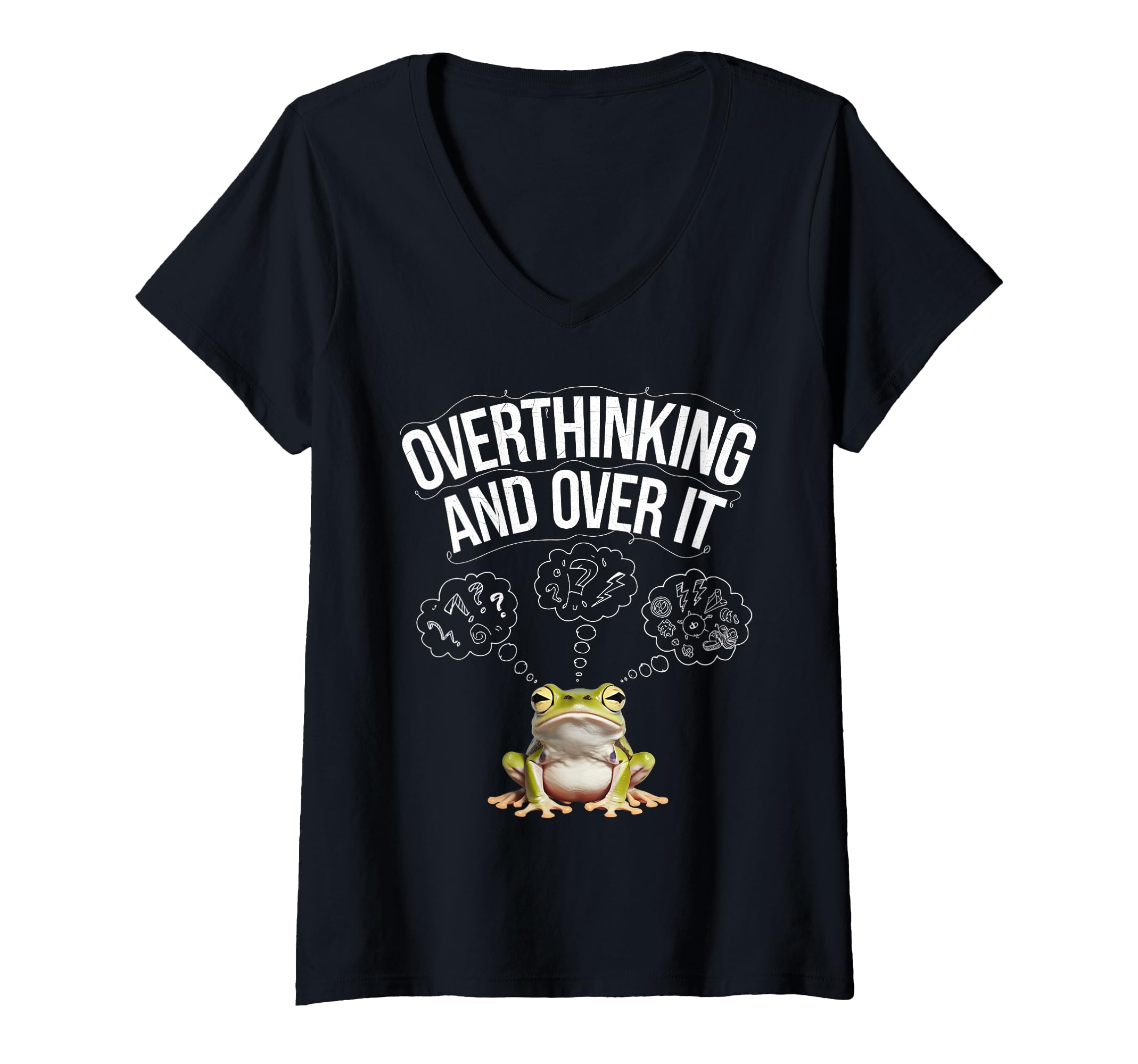 Womens Funny Tired Frog Meme Overthinker T-Shirt - Custom Art Print Unisex - T-Shirt, Sweatshirt, Hoodie