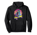 80S Synthwave Cat Skater Sunglasses Hoodie - Custom Art Print Men Women - T-Shirt, Sweatshirt, Hoodie