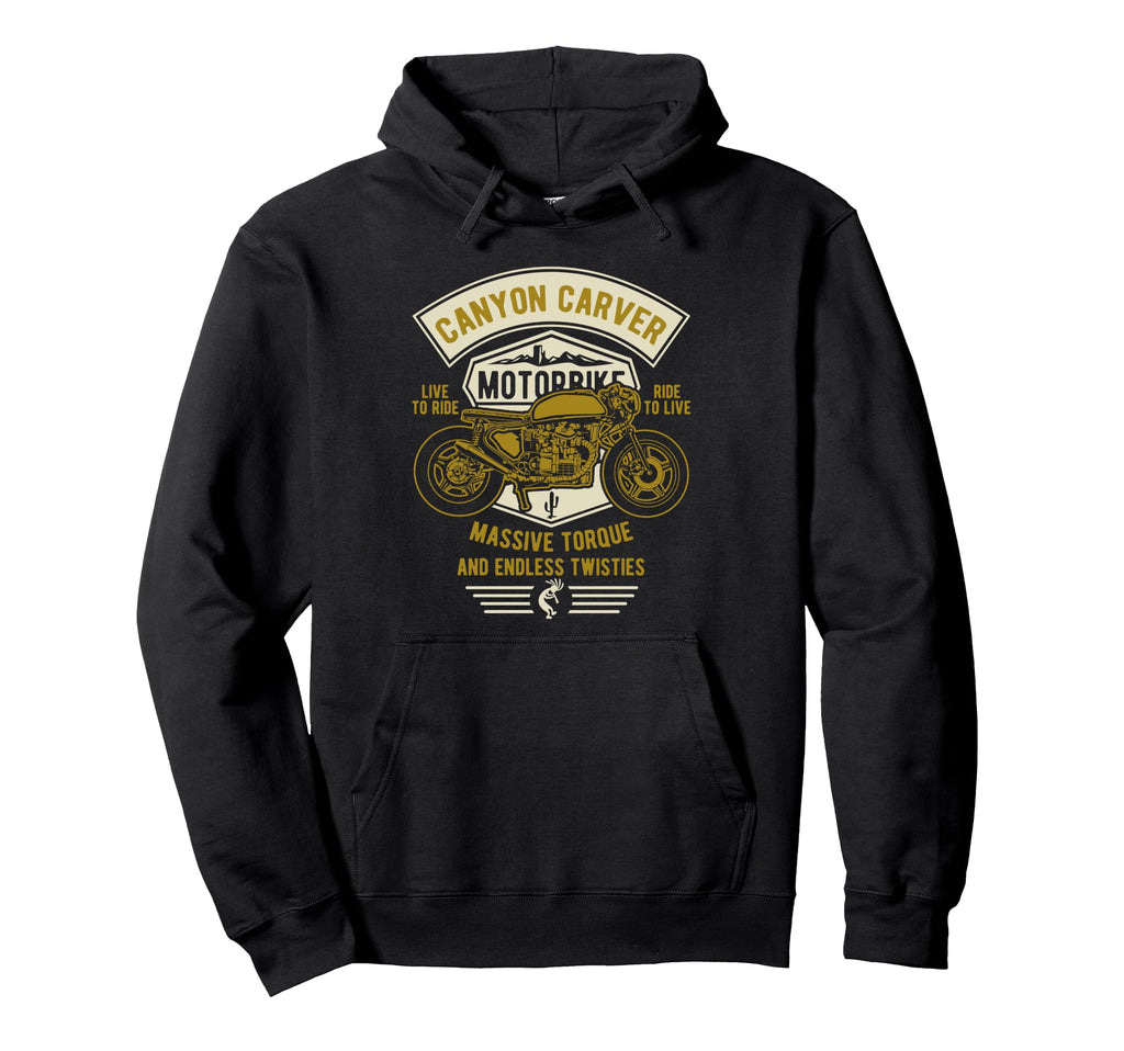 Canyon Carver Motorcycle Hoodie - Fun Novelty Design for Adults - T-Shirt, Sweatshirt, Hoodie