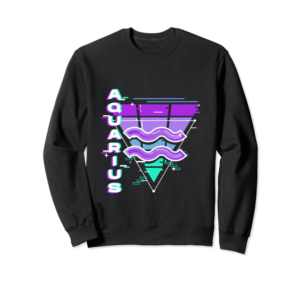 Aquarius Zodiac Sign Vaporwave Sweatshirt - Unique Graphic for Adults - T-Shirt, Sweatshirt, Hoodie
