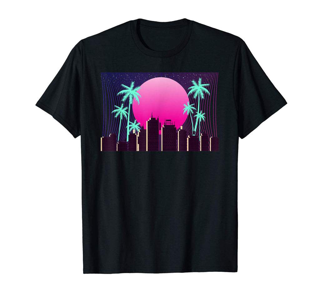 Vaporwave 80S Image Sunset Palm T-Shirt - Minimalist Print Unisex - T-Shirt, Sweatshirt, Hoodie
