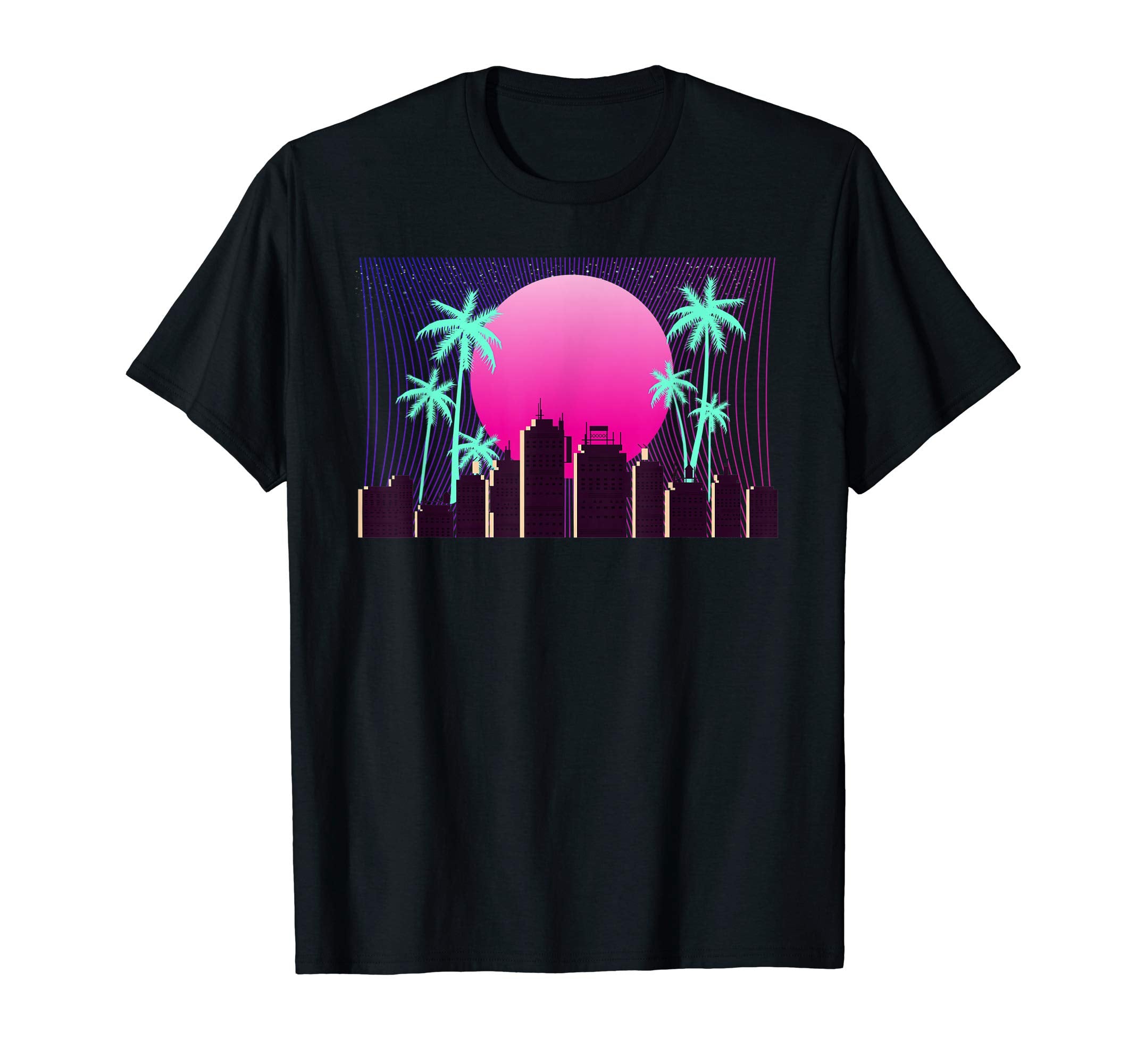 Vaporwave 80S Image Sunset Palm T-Shirt - Minimalist Print Unisex - T-Shirt, Sweatshirt, Hoodie