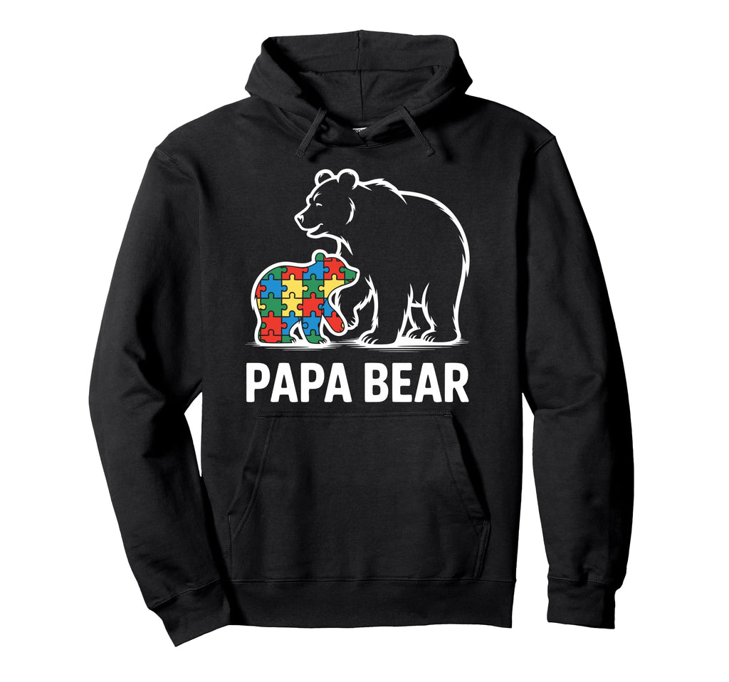 Autism Dad Papa Bear Autistic Child Hoodie - Minimalist Print for Adults - T-Shirt, Sweatshirt, Hoodie