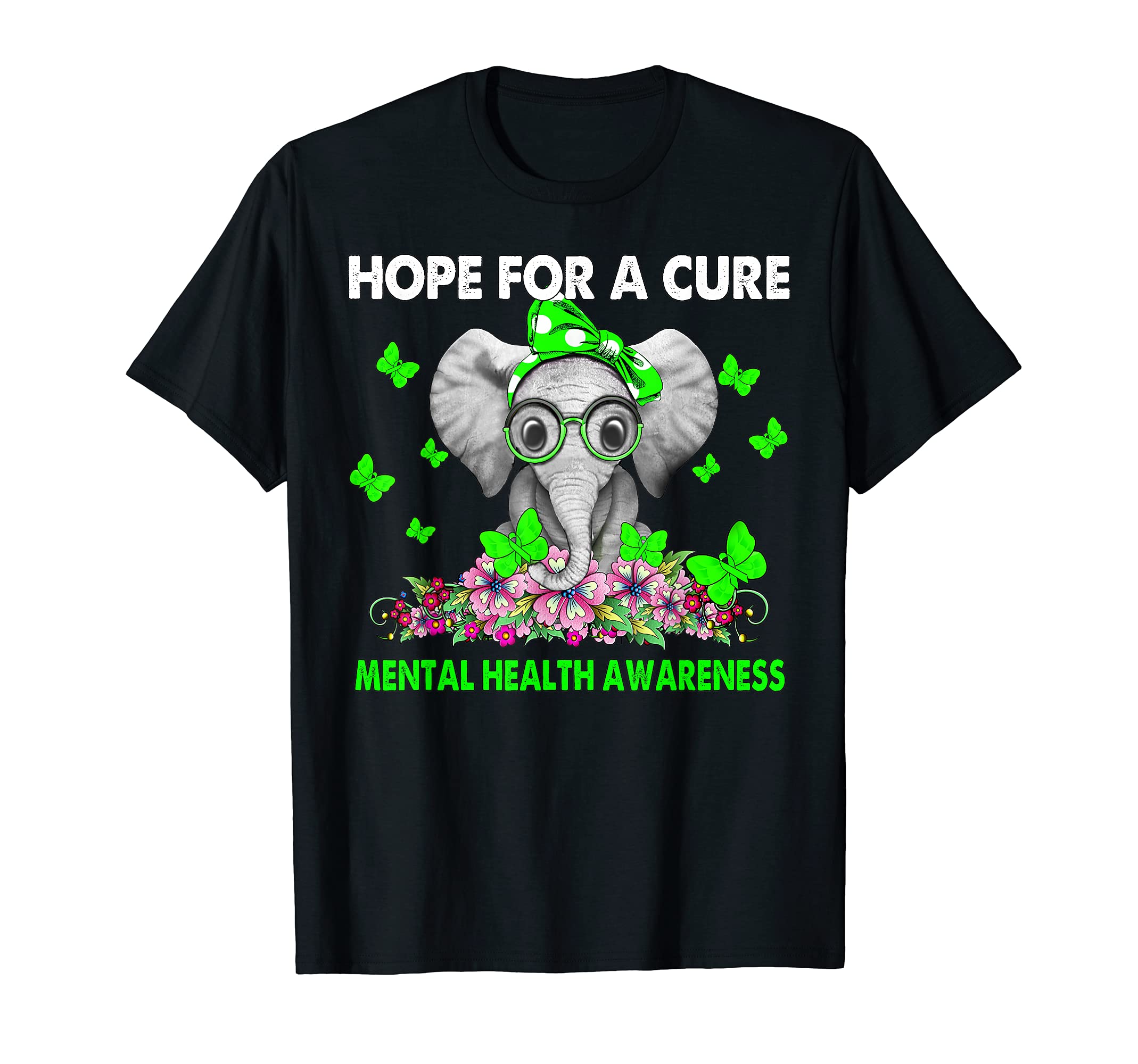 Elephant Hope Cure Mental Health T-Shirt - Graphic Print for Adults - T-Shirt, Sweatshirt, Hoodie