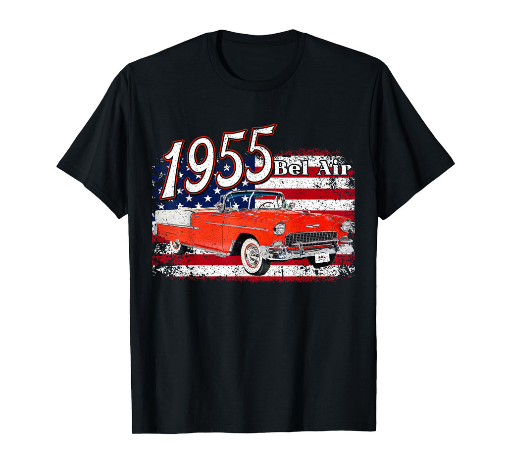 1955 55 Bel Air American Flag 50S T-Shirt - Trendy Graphic for Adults - T-Shirt, Sweatshirt, Hoodie