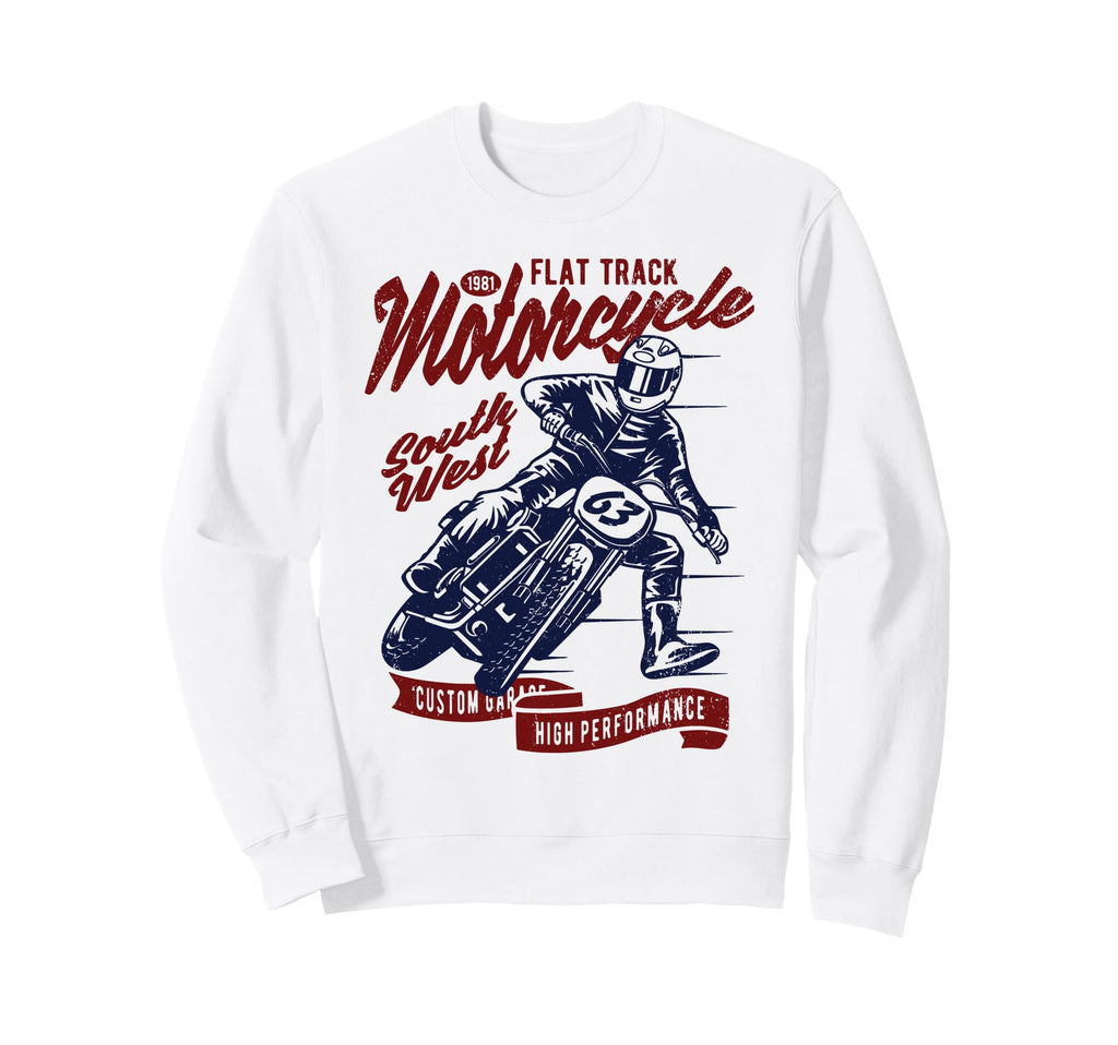 Flat Track Motorcycle Race Sweatshirt - Trendy Graphic for Adults - T-Shirt, Sweatshirt, Hoodie
