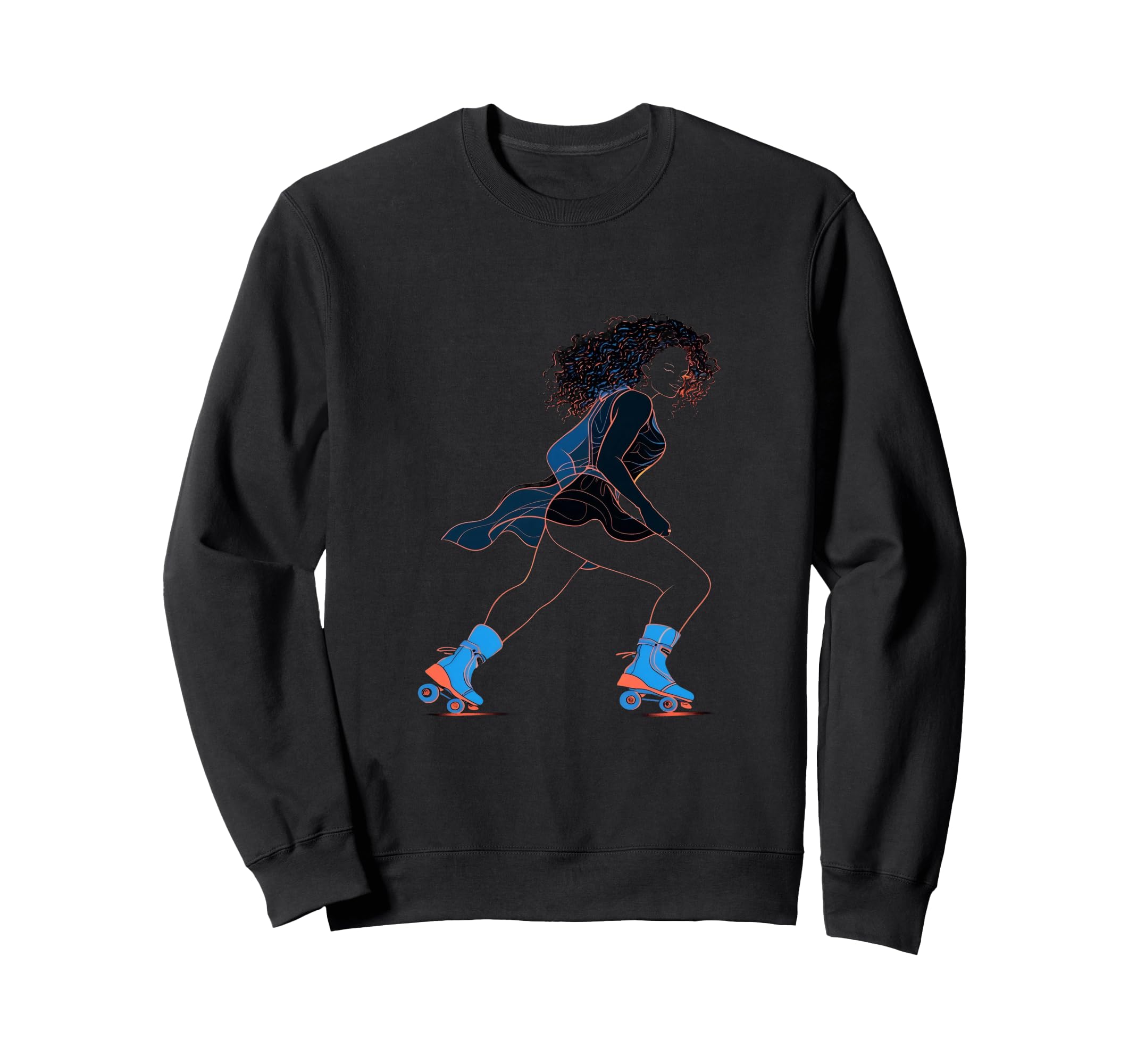 Roller Skating Afro Roller Skates Sweatshirt - Graphic Print Men Women - T-Shirt, Sweatshirt, Hoodie