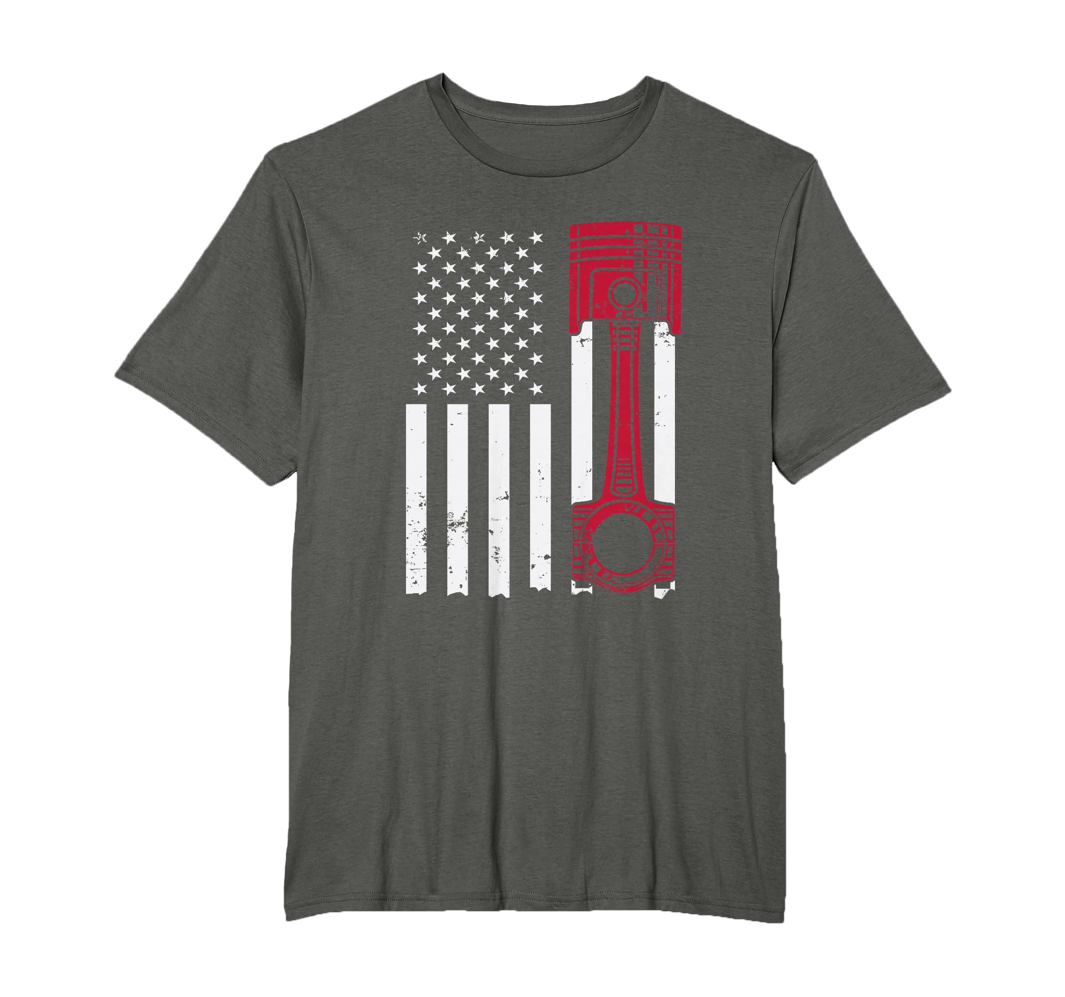 Car Enthusiast American Flag Piston T-Shirt - Graphic Print for Adults - T-Shirt, Sweatshirt, Hoodie