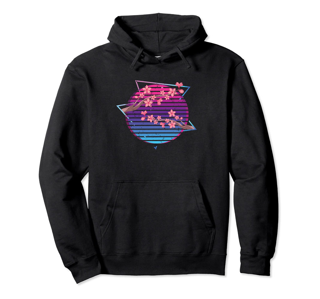Synthwave Japanese Flower Sakura Vaporwave Hoodie - Novelty Apparel Unisex - T-Shirt, Sweatshirt, Hoodie