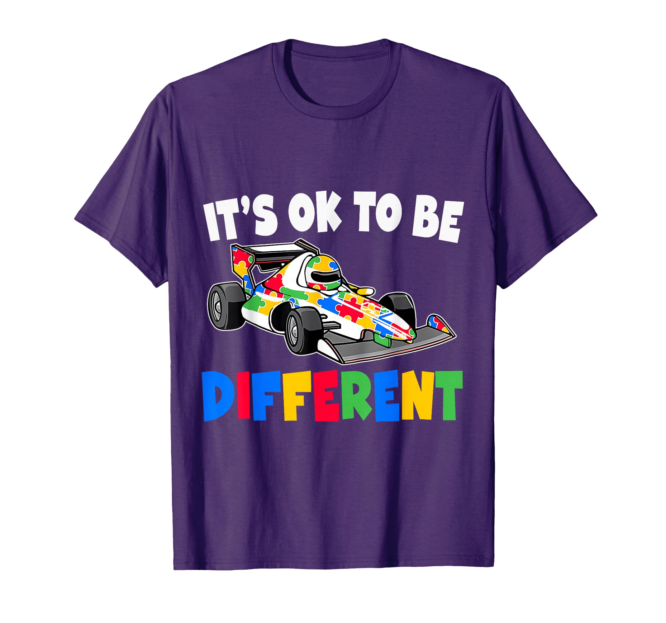 Racing Autism Its Ok To Be Different T-Shirt - Casual Everyday Wear Unisex - T-Shirt, Sweatshirt, Hoodie