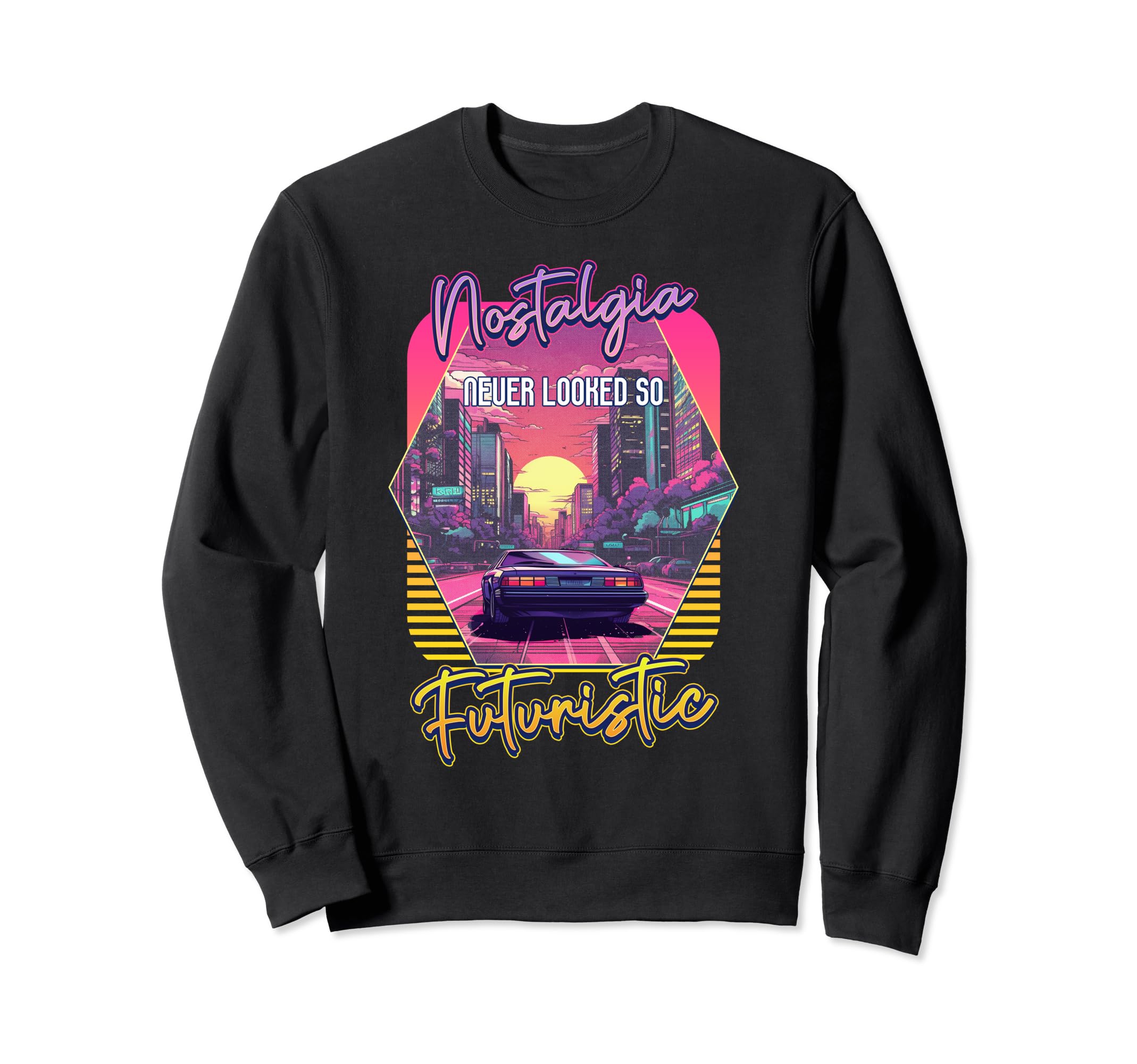 Vaporwave Futuristic Sports Car Sweatshirt - Graphic Print for Adults - T-Shirt, Sweatshirt, Hoodie