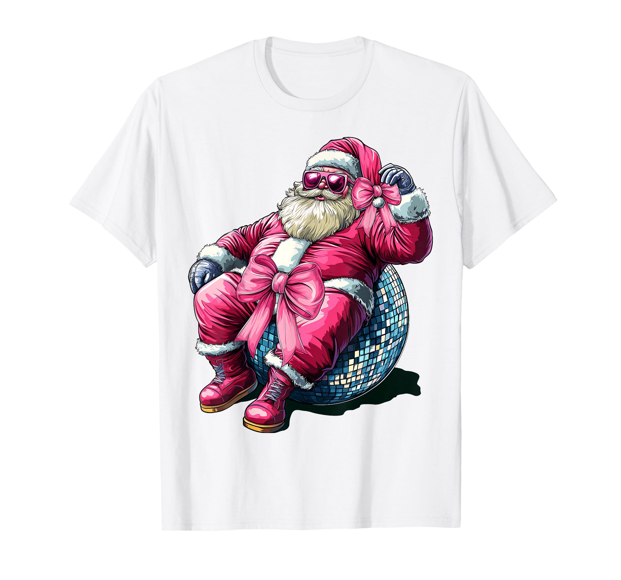 Coquette Bow Santa Santa Claus Disco T-Shirt - Casual Everyday Wear Unisex - T-Shirt, Sweatshirt, Hoodie
