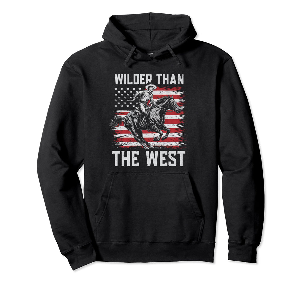 Wilder Than West Cowboy Horseback Hoodie - Streetwear Style for Adults - T-Shirt, Sweatshirt, Hoodie