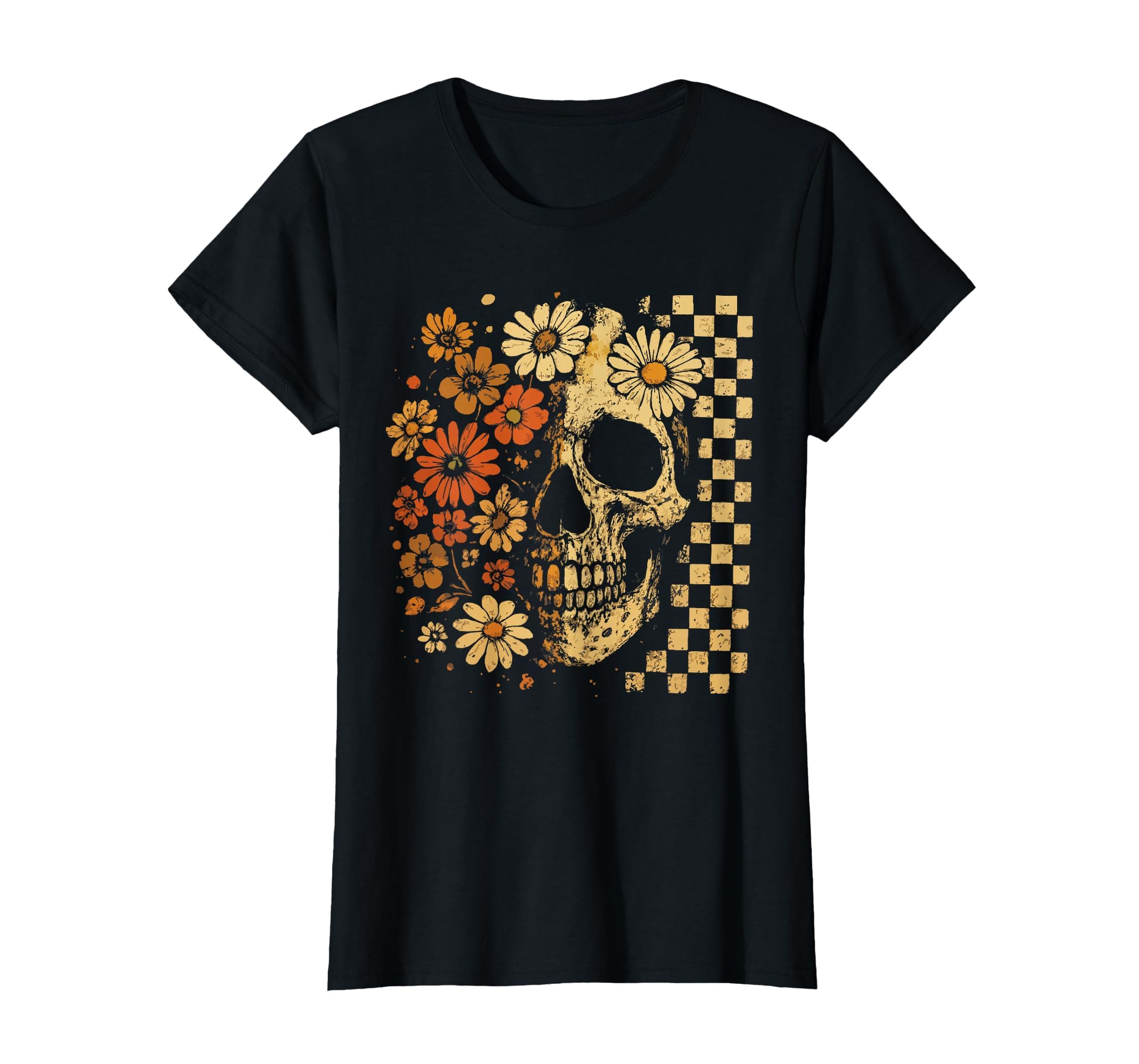 Floral Skull Grunge Aesthetic T-Shirt - Graphic Print Men Women - T-Shirt, Sweatshirt, Hoodie