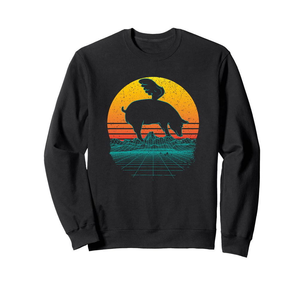 Synthwave Flying Pig Sweatshirt - Novelty Apparel Unisex - T-Shirt, Sweatshirt, Hoodie