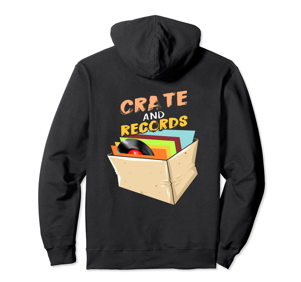Vinyl Crate And Records Hoodie - Trendy Graphic for Adults - T-Shirt, Sweatshirt, Hoodie