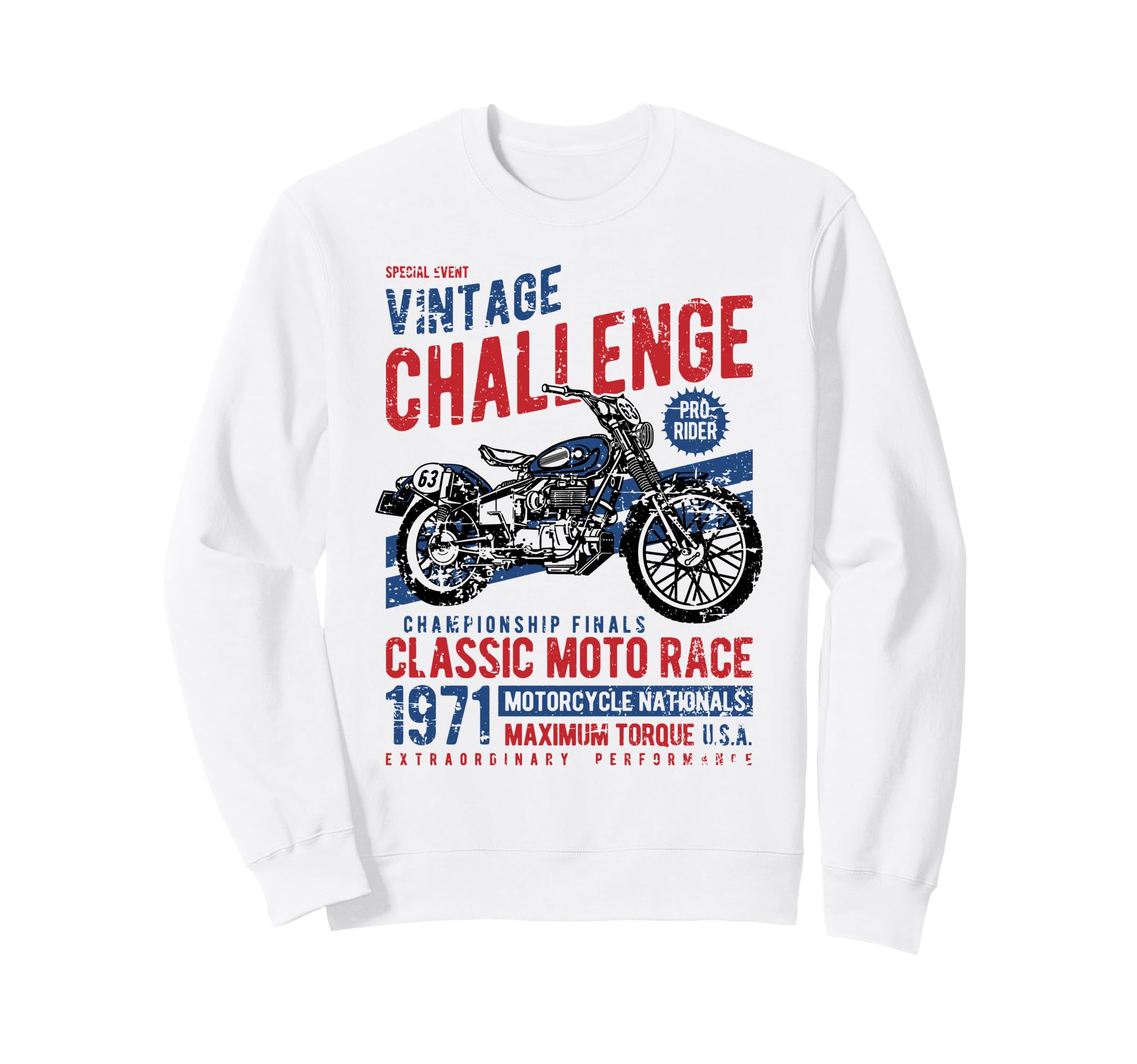 Challenge Motorcycle Race Sweatshirt - Minimalist Print for Adults - T-Shirt, Sweatshirt, Hoodie