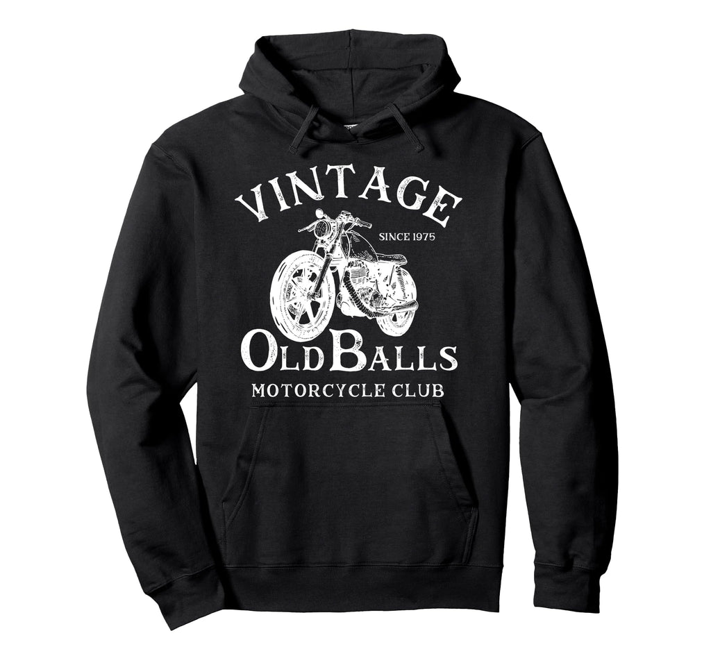Since 1975 Motorcycle Old Balls Club Hoodie - Graphic Print for Adults - T-Shirt, Sweatshirt, Hoodie