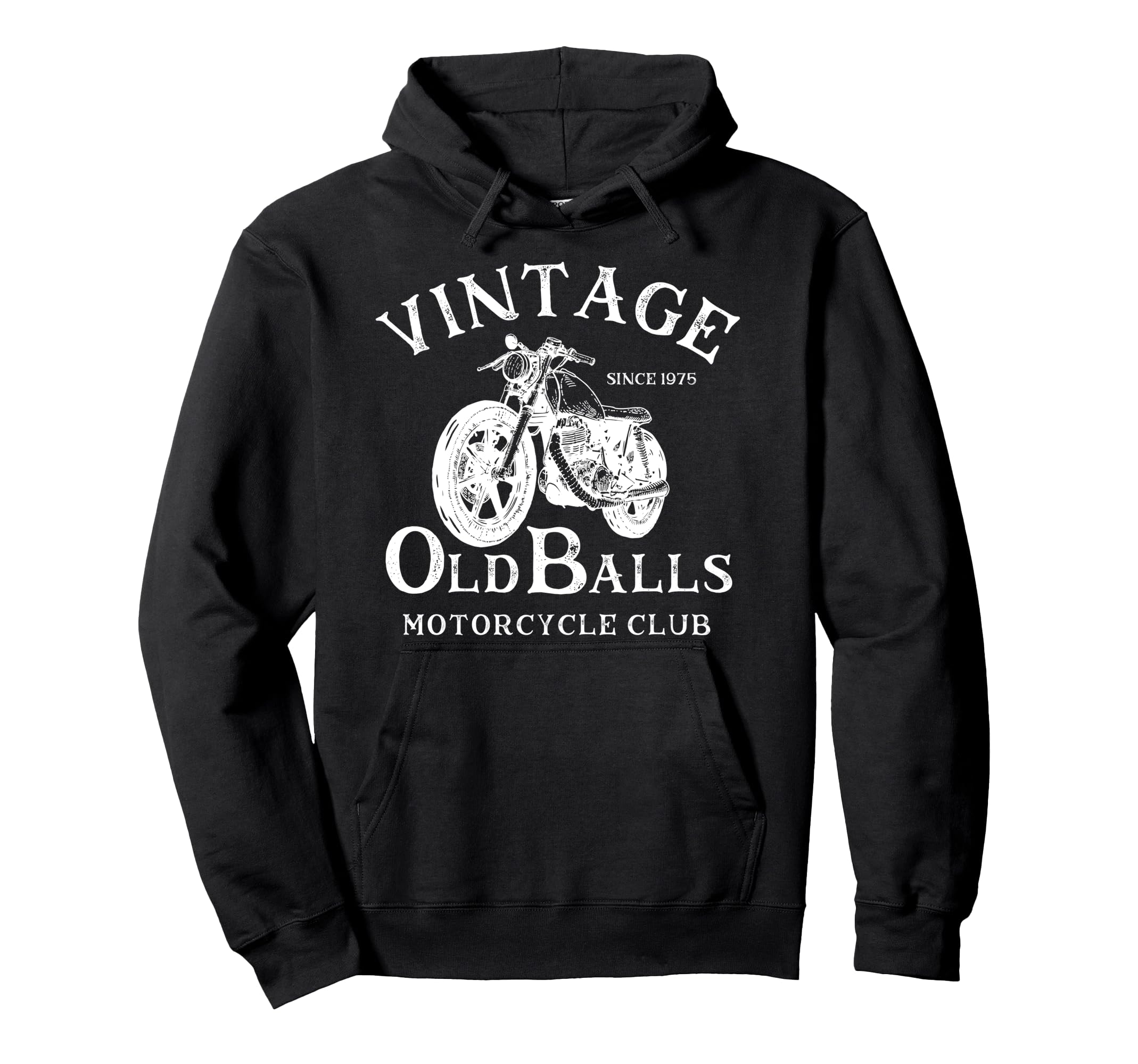 Since 1975 Motorcycle Old Balls Club Hoodie - Graphic Print for Adults - T-Shirt, Sweatshirt, Hoodie