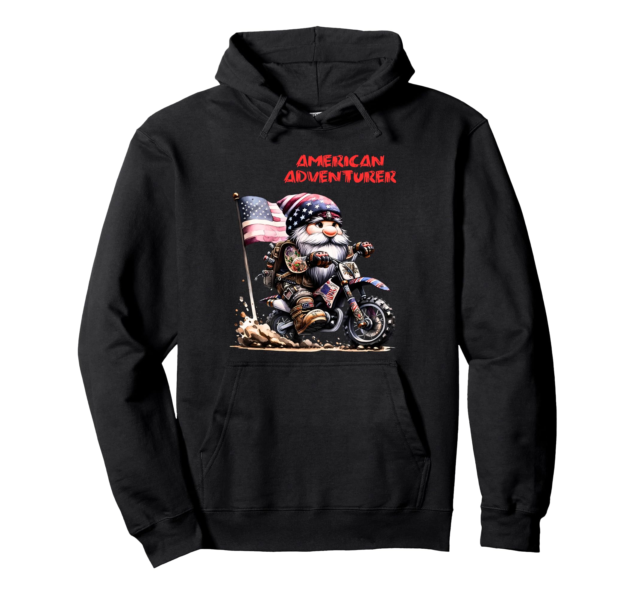 American Patriotic Biker Gnomes Hoodie - Graphic Print Unisex - T-Shirt, Sweatshirt, Hoodie