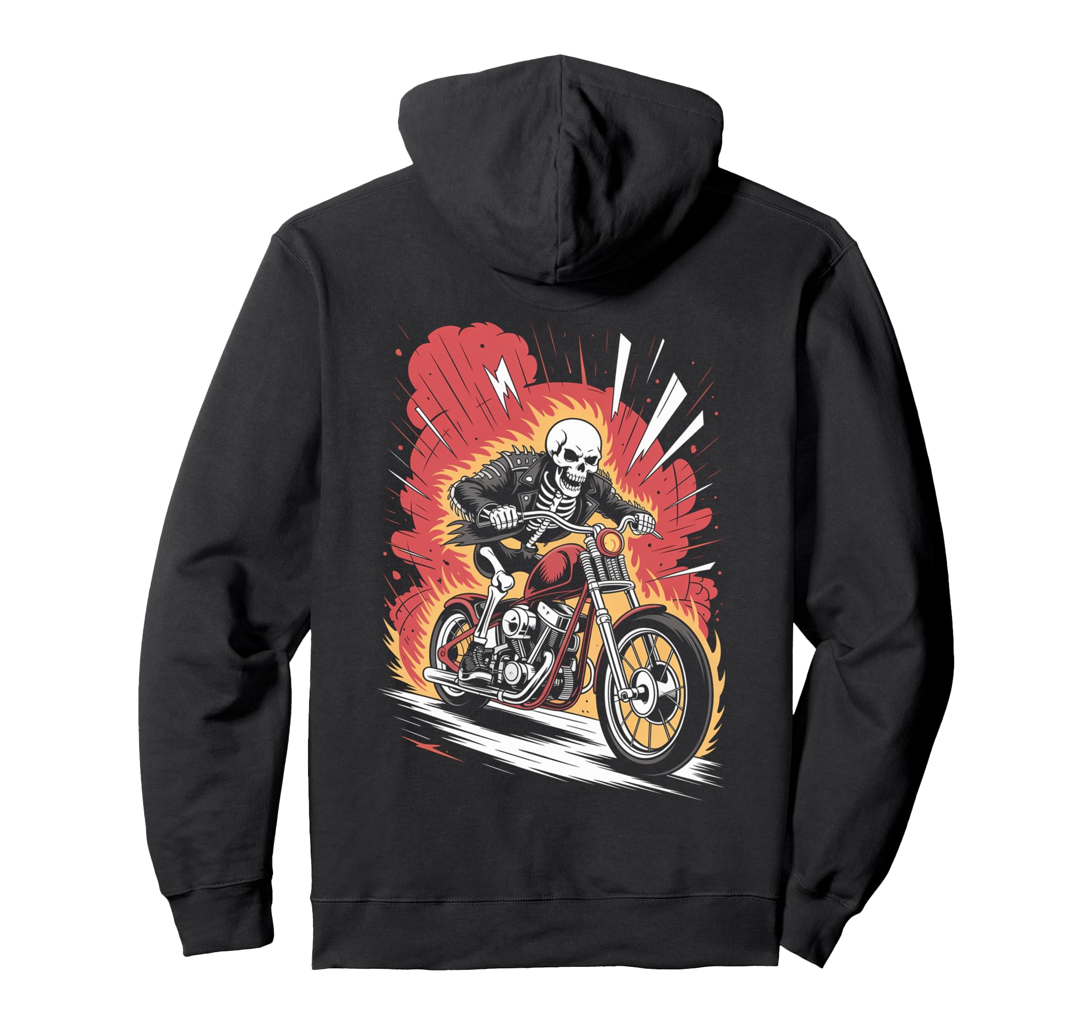 Skeleton Biker Riding Motorcycle Outfit Hoodie - Trendy Graphic Unisex - T-Shirt, Sweatshirt, Hoodie
