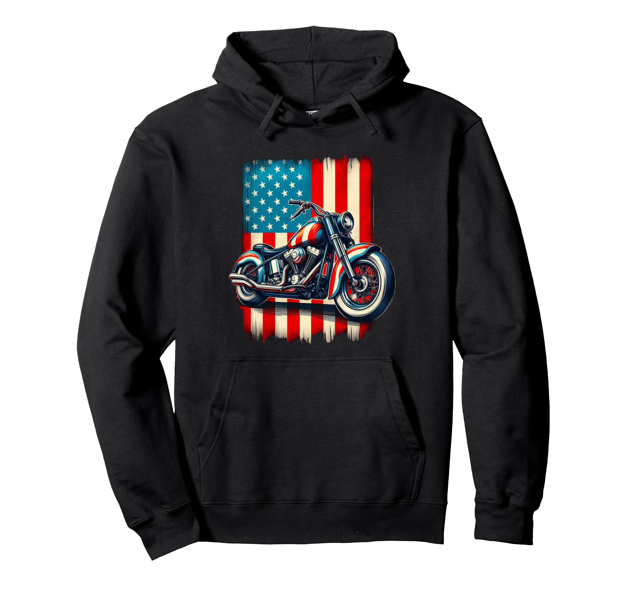 American Usa Flag Motorcycle Hoodie - Novelty Apparel Men Women - T-Shirt, Sweatshirt, Hoodie