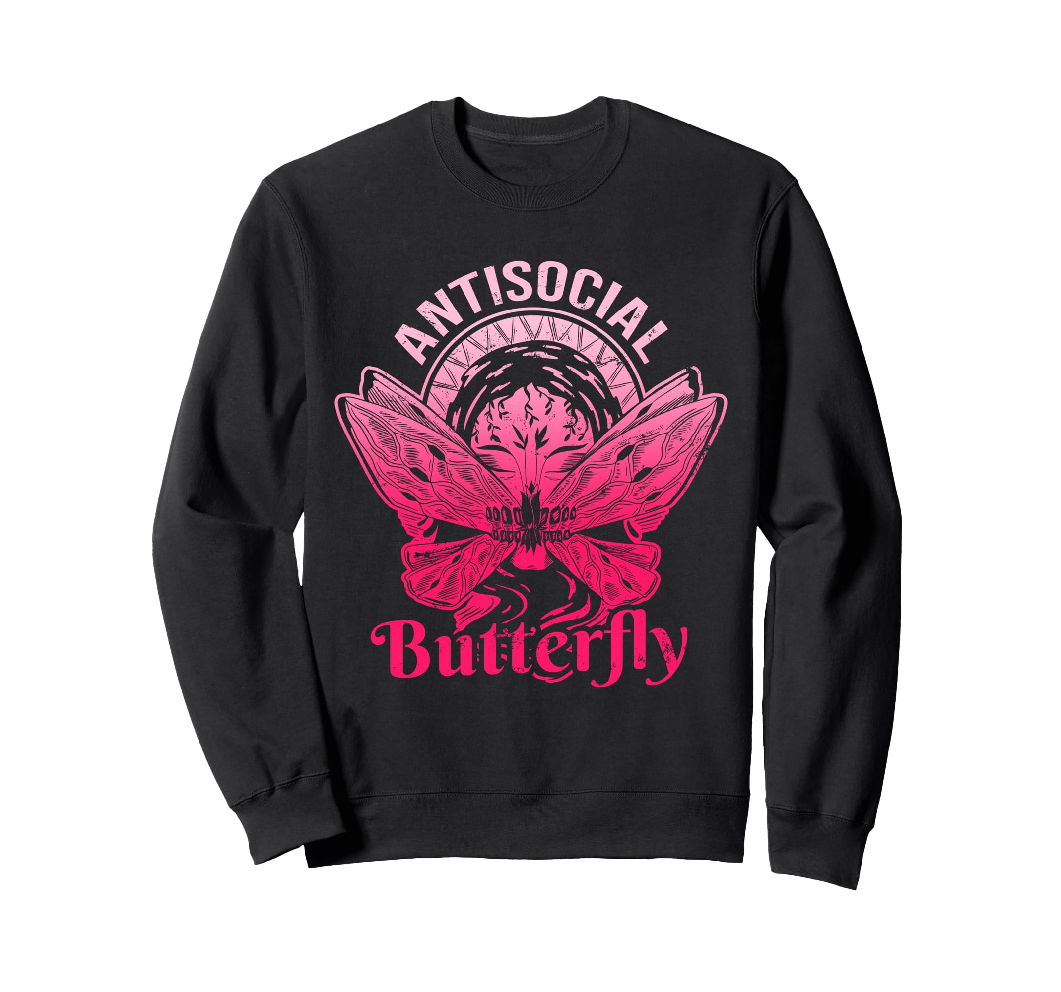 Antisocial Butterfly Moth Gothic Dark Sweatshirt - Graphic Print Unisex - T-Shirt, Sweatshirt, Hoodie