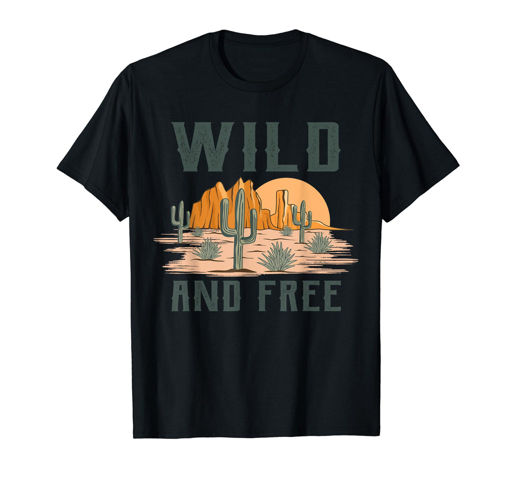 Wild And Free Western Cactus Travel T-Shirt - Minimalist Print Unisex - T-Shirt, Sweatshirt, Hoodie