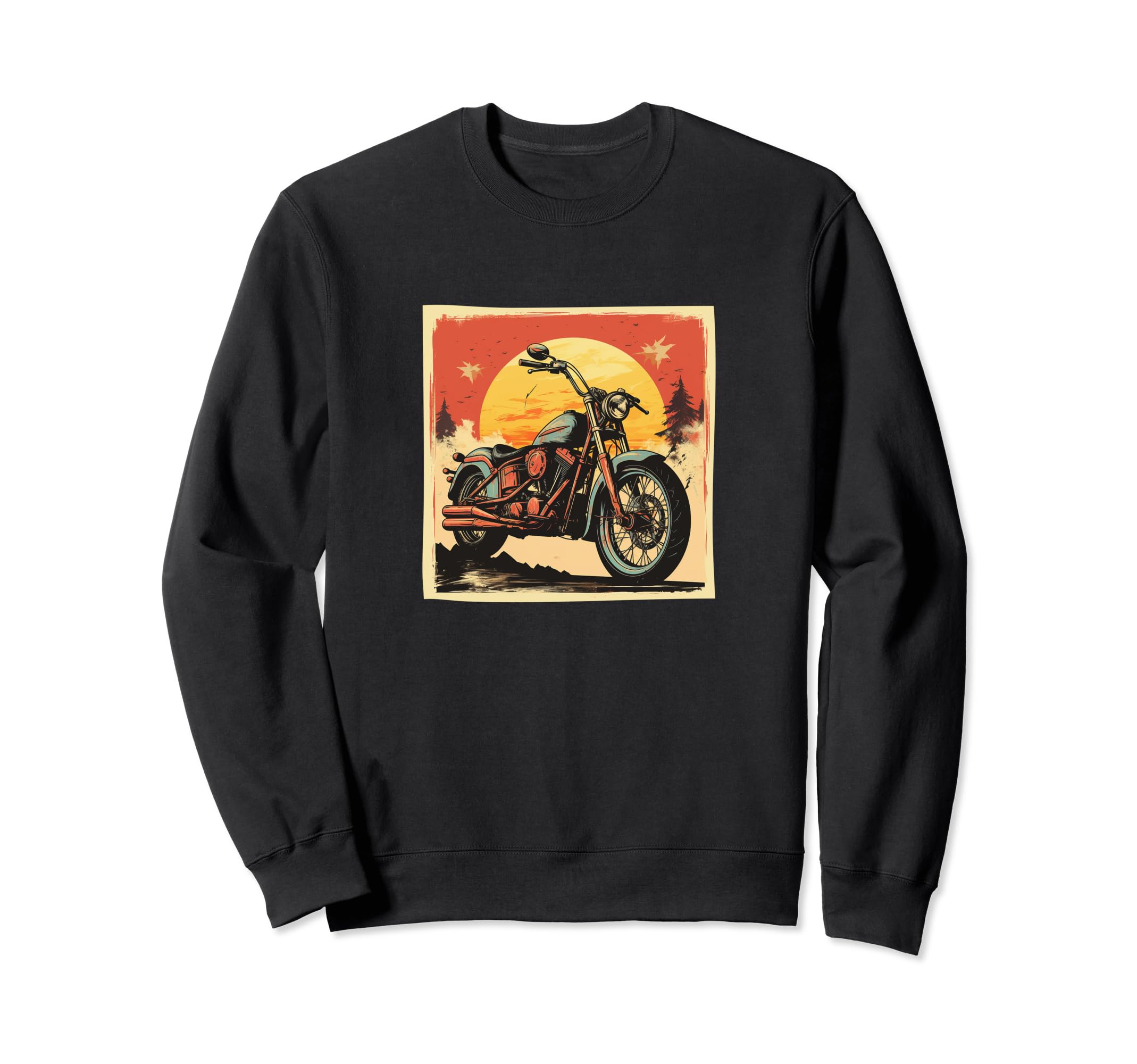 Motorcycle Distressed Sunset Sweatshirt - Minimalist Print Men Women - T-Shirt, Sweatshirt, Hoodie