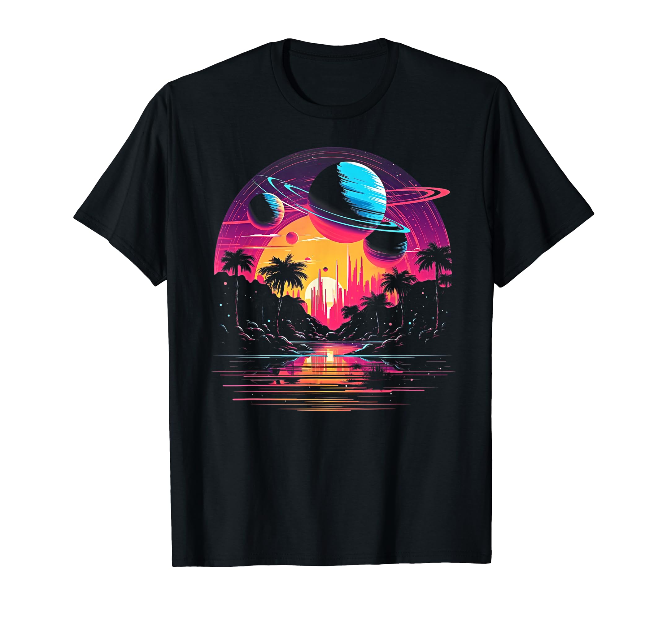 Vaporwave Solar System 80S Synthwave T-Shirt - Unique Graphic Men Women - T-Shirt, Sweatshirt, Hoodie