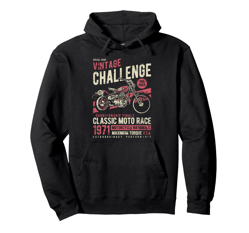 Challenge Motorcycle Race Distressed Hoodie - Minimalist Print for Adults - T-Shirt, Sweatshirt, Hoodie