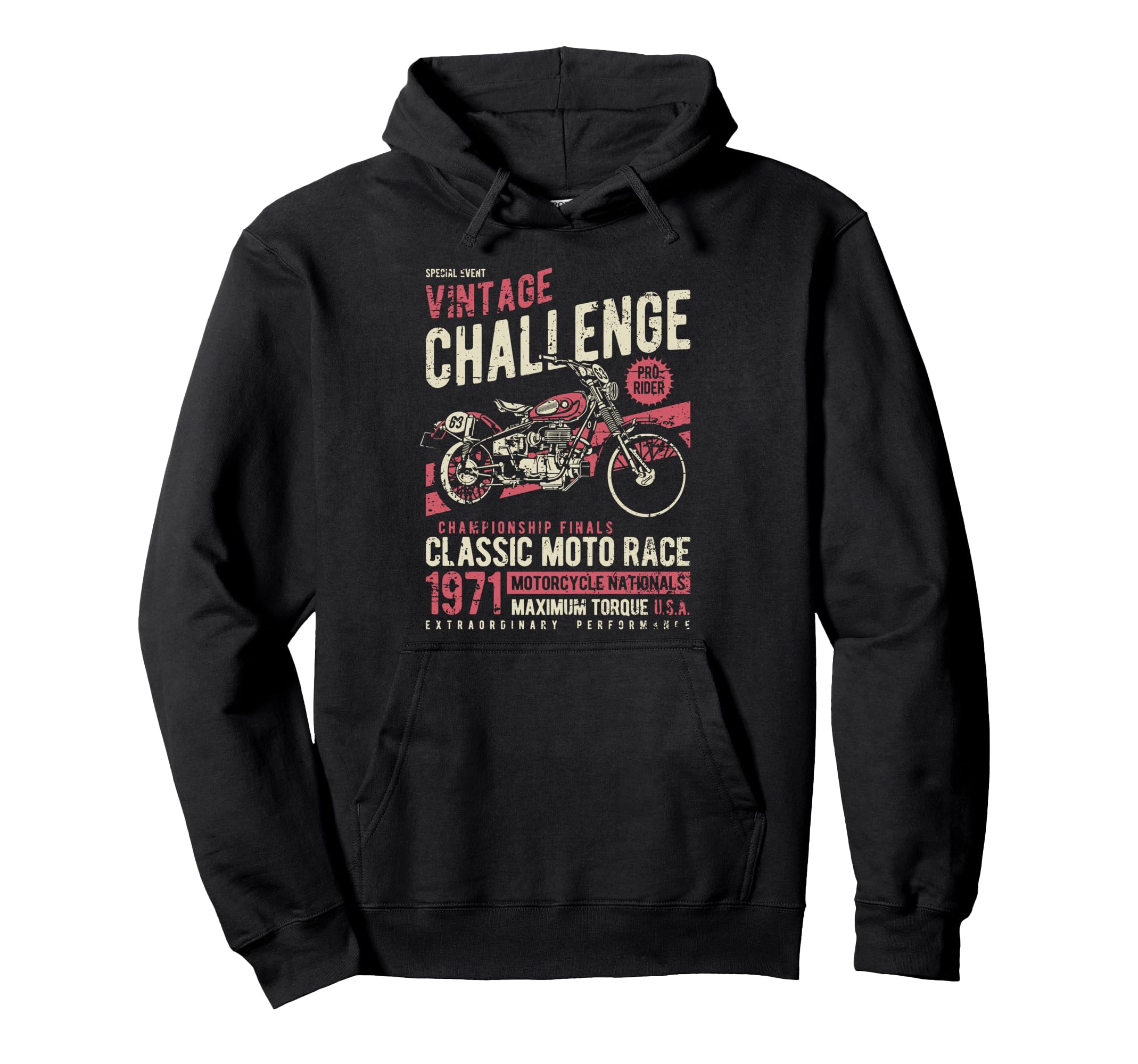 Challenge Motorcycle Race Distressed Hoodie - Minimalist Print for Adults - T-Shirt, Sweatshirt, Hoodie