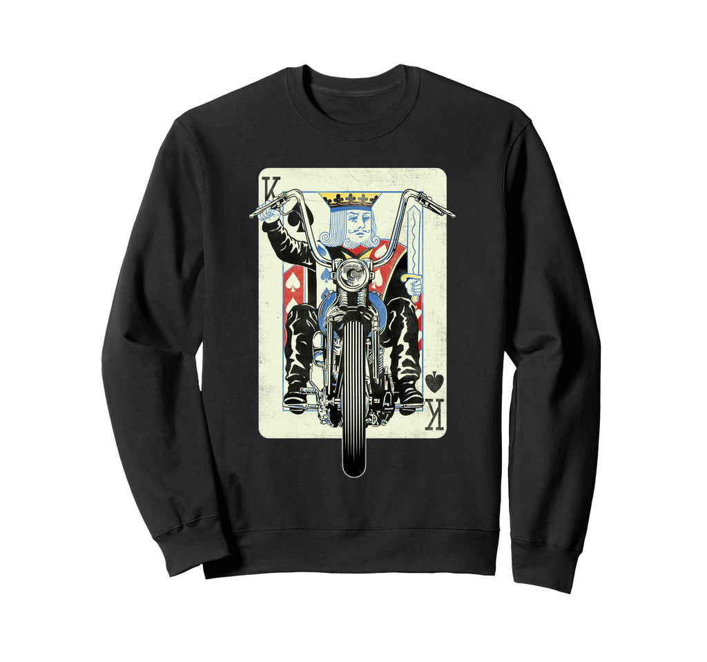 King Card Motorcycle Poker Black Sweatshirt - Streetwear Style Men Women - T-Shirt, Sweatshirt, Hoodie