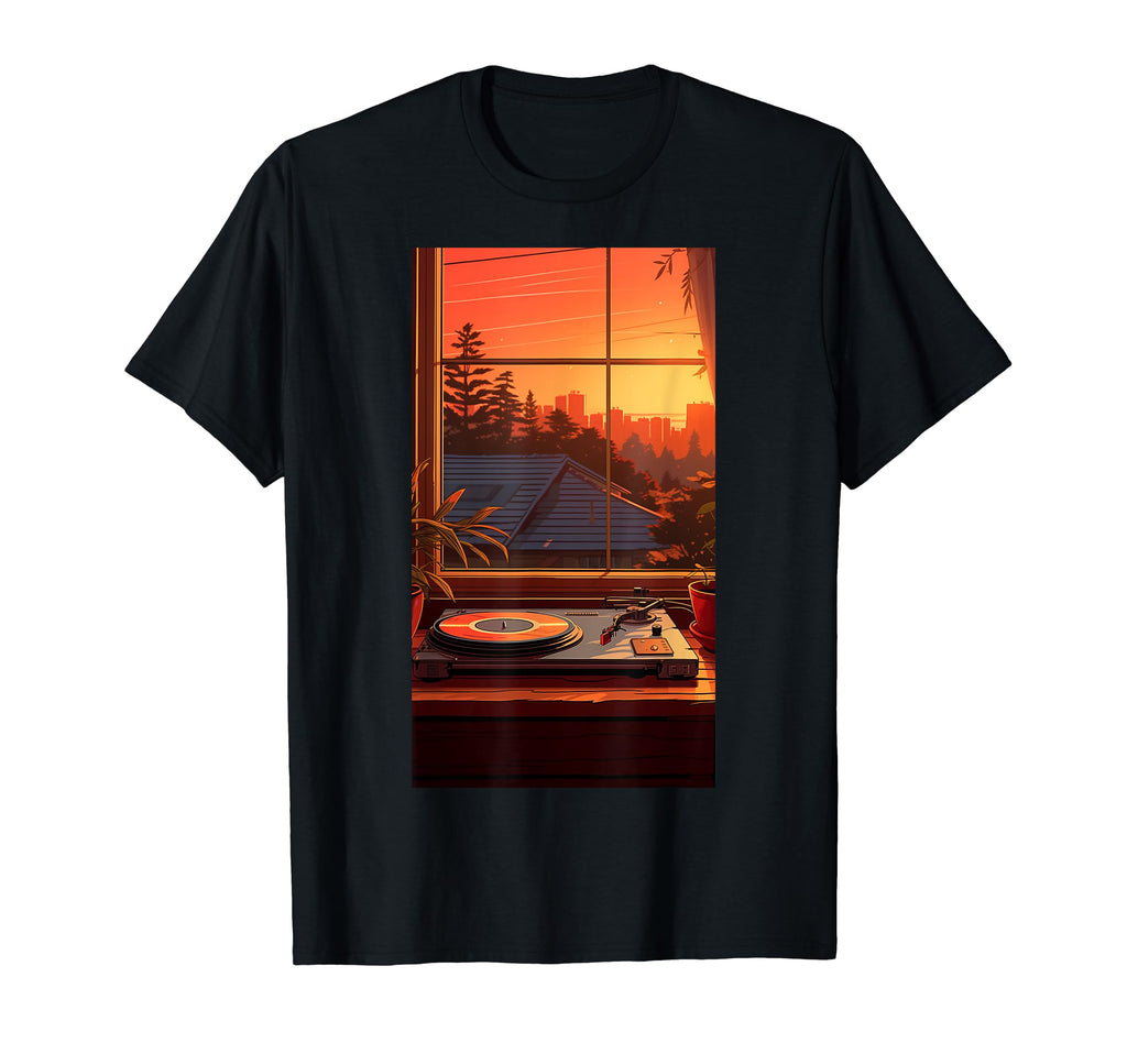 Lofi Lo Fi Record Player Vinyl T-Shirt - Minimalist Print for Adults - T-Shirt, Sweatshirt, Hoodie