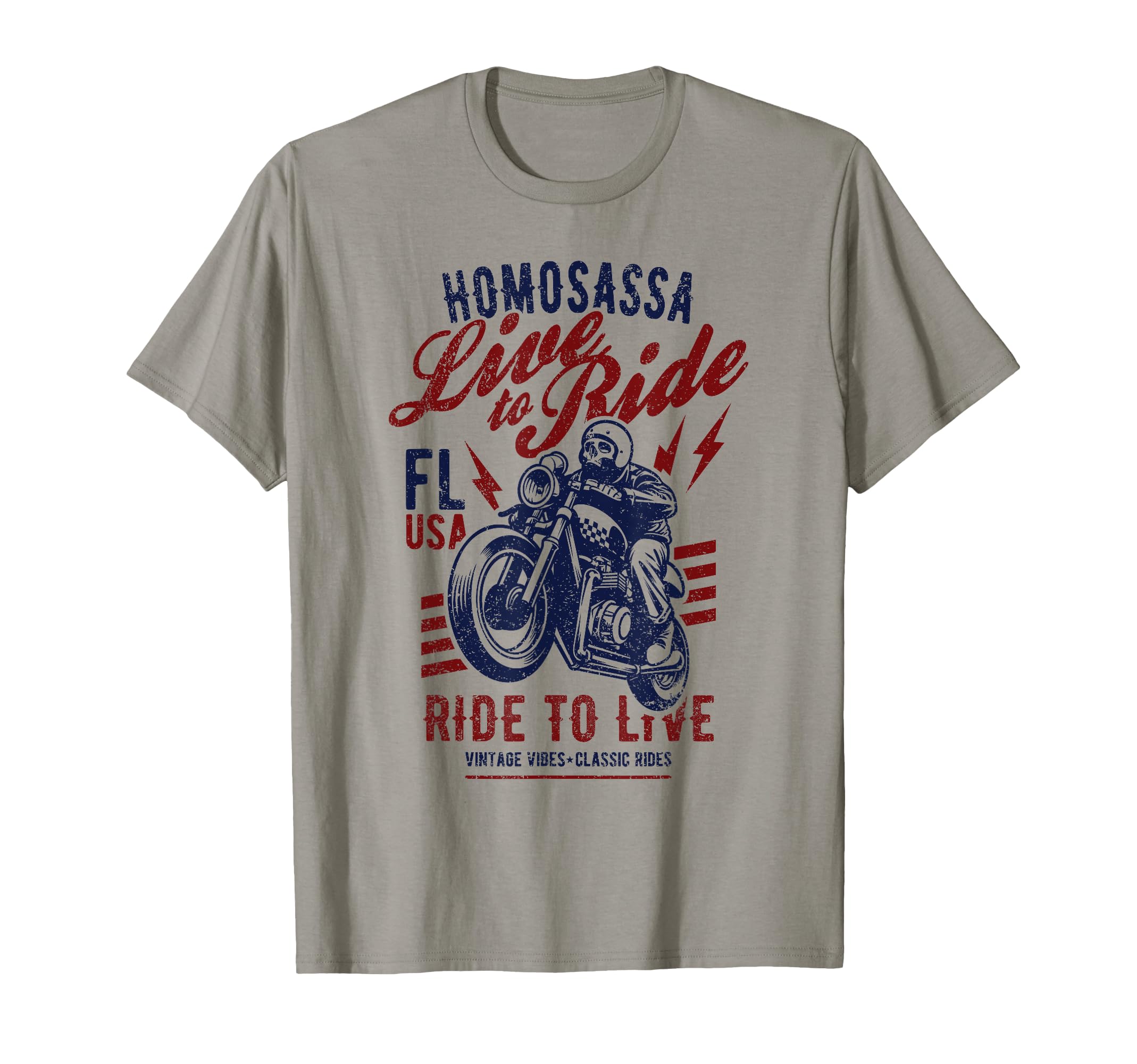 Homosassa Florida Usa Motorcycle Skull T-Shirt - Unique Graphic Men Women - T-Shirt, Sweatshirt, Hoodie