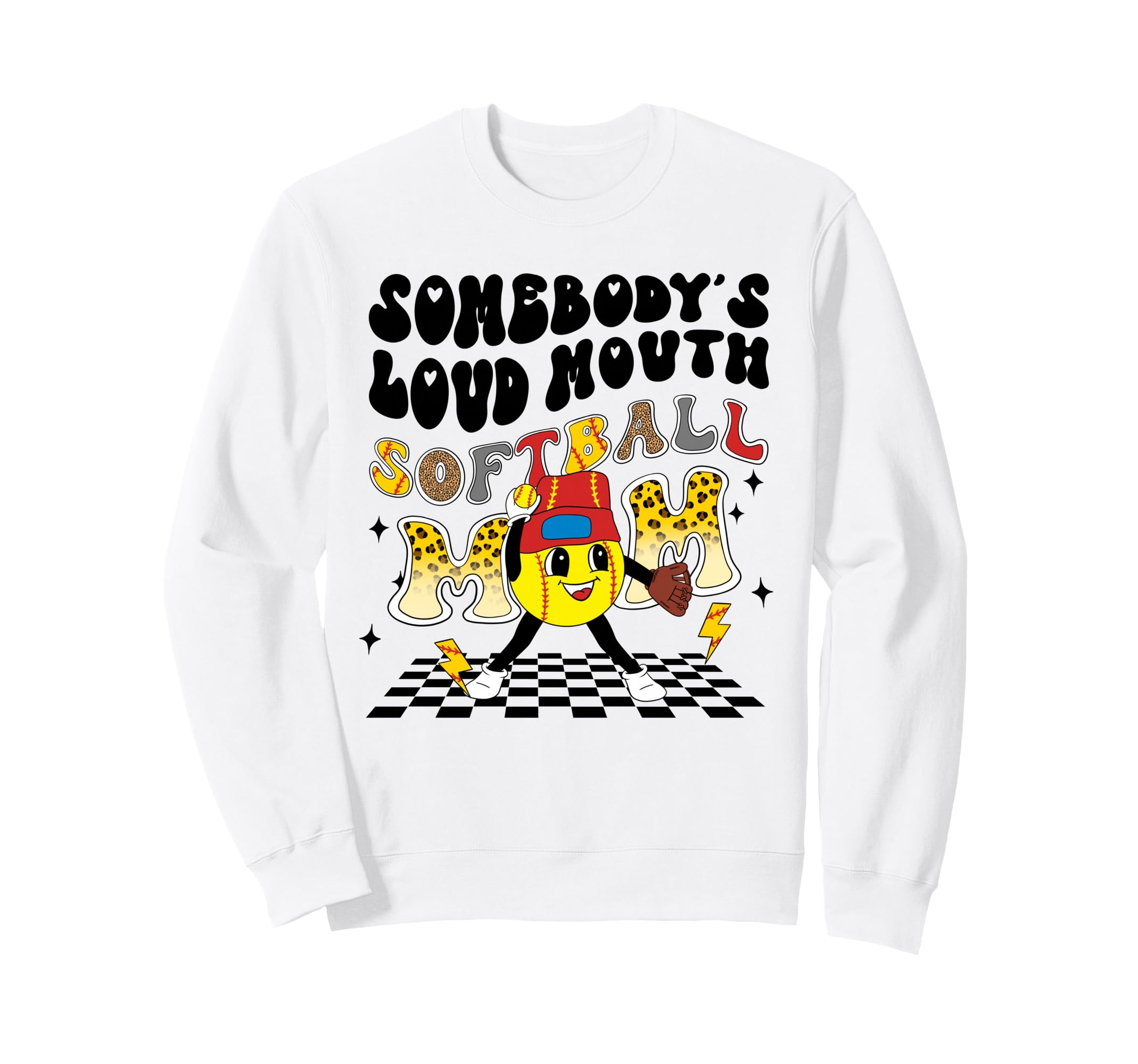 Softball Mom Leopard Sports Sweatshirt - Custom Art Print Unisex - T-Shirt, Sweatshirt, Hoodie