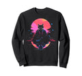 Synthwave Cat Samurai Mediation Sweatshirt - Streetwear Style Unisex - T-Shirt, Sweatshirt, Hoodie