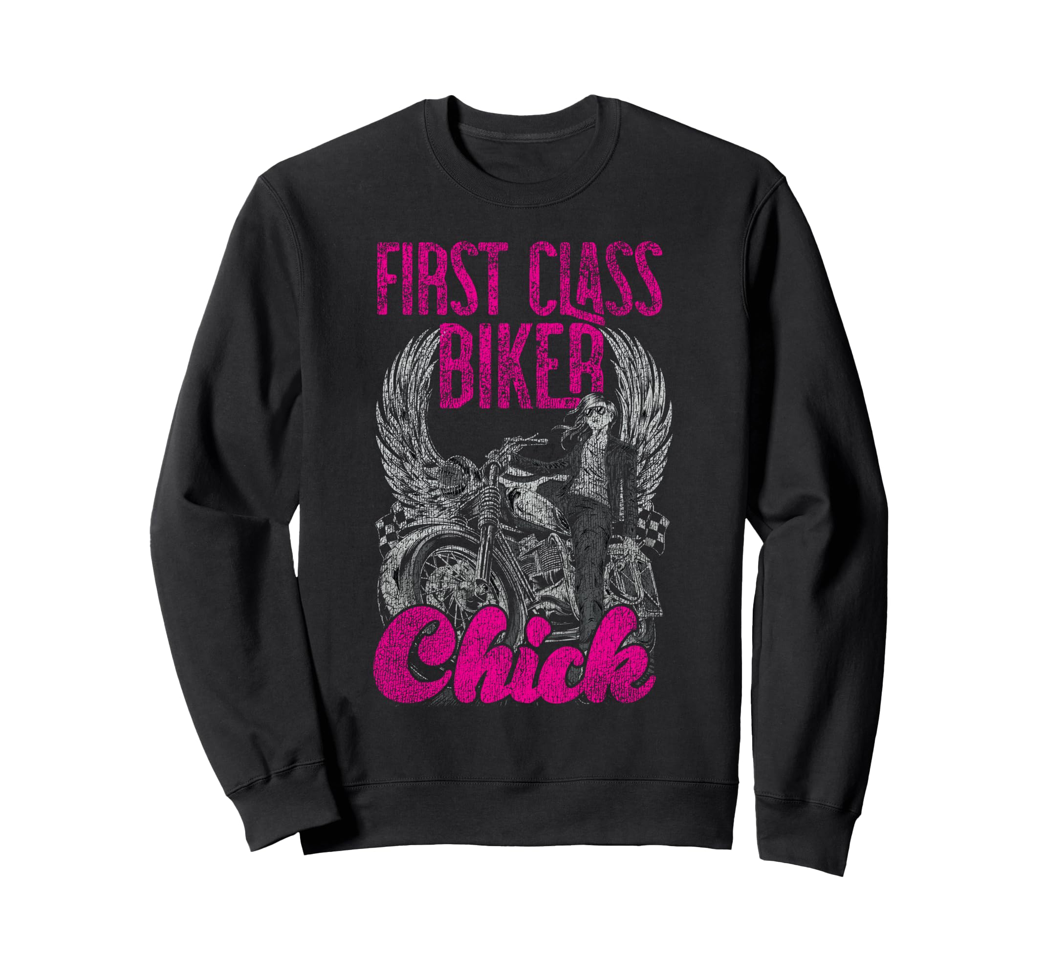 Motorcycle Biker Female First Class Sweatshirt - Trendy Graphic Unisex - T-Shirt, Sweatshirt, Hoodie