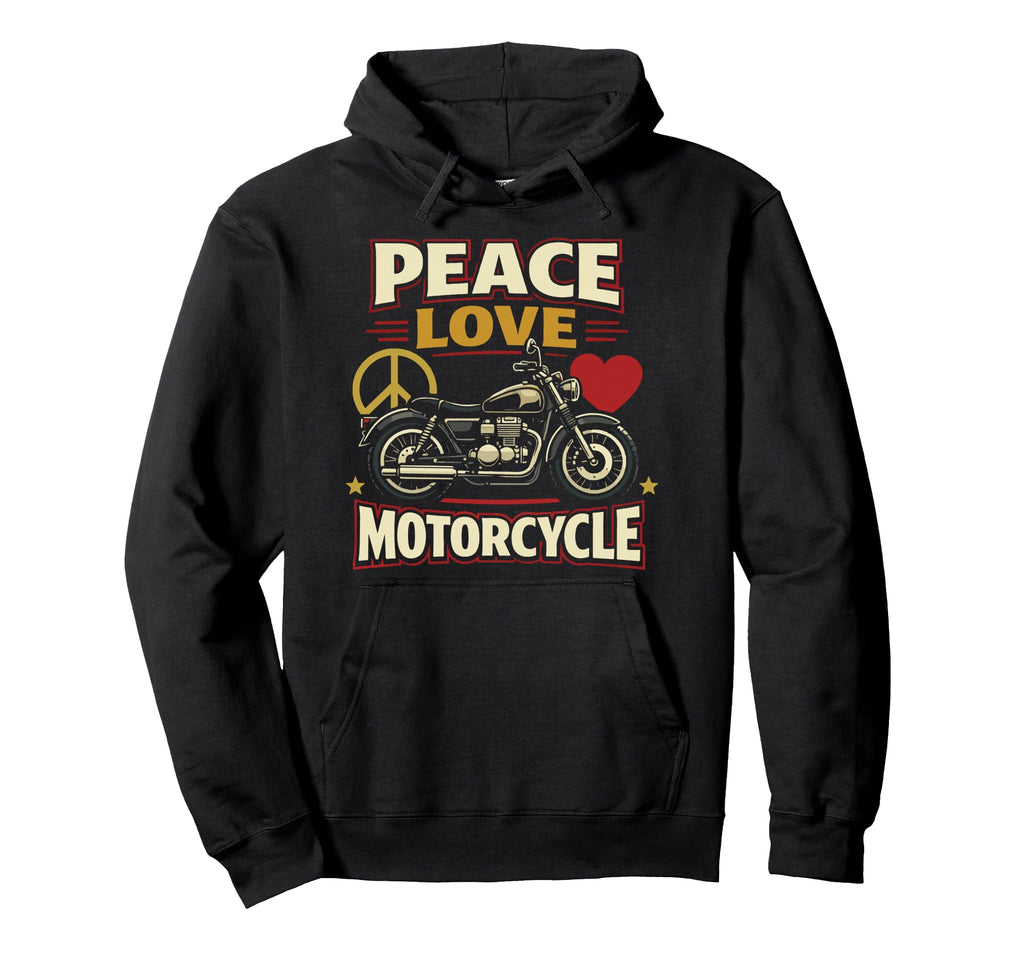 Motorcycle Biker Female Peace Hoodie - Unique Graphic for Adults - T-Shirt, Sweatshirt, Hoodie