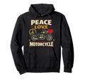 Motorcycle Biker Female Peace Hoodie - Unique Graphic for Adults - T-Shirt, Sweatshirt, Hoodie