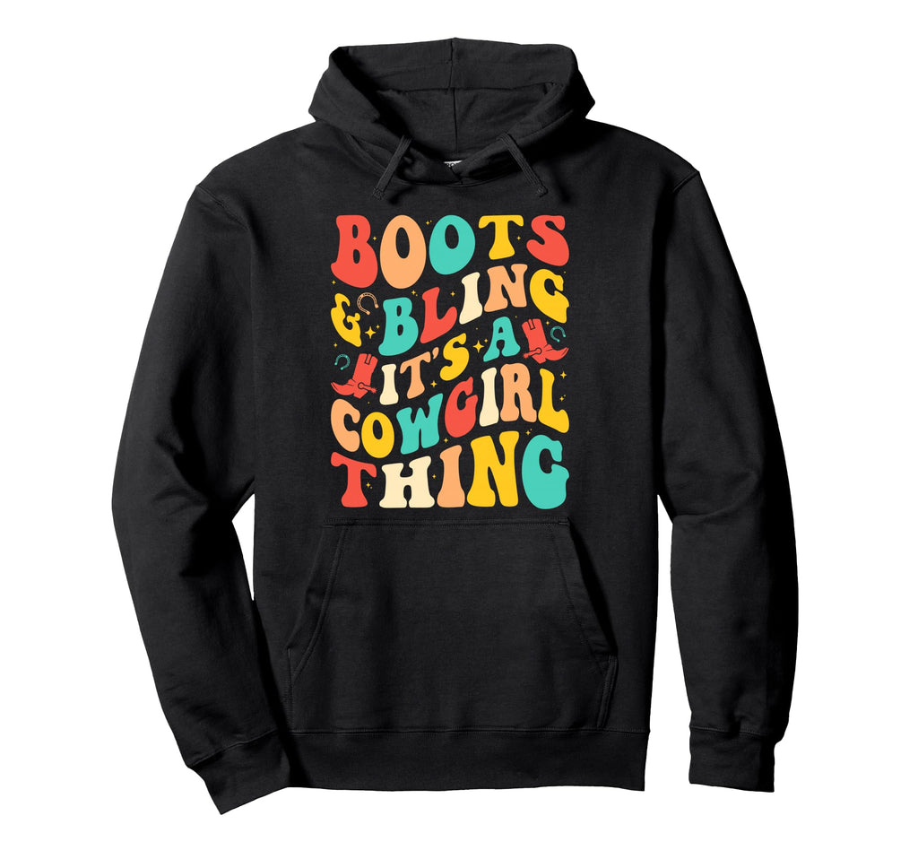 Boots And Bling Groovy Rodeo Western Hoodie - Aesthetic Graphic Men Women - T-Shirt, Sweatshirt, Hoodie