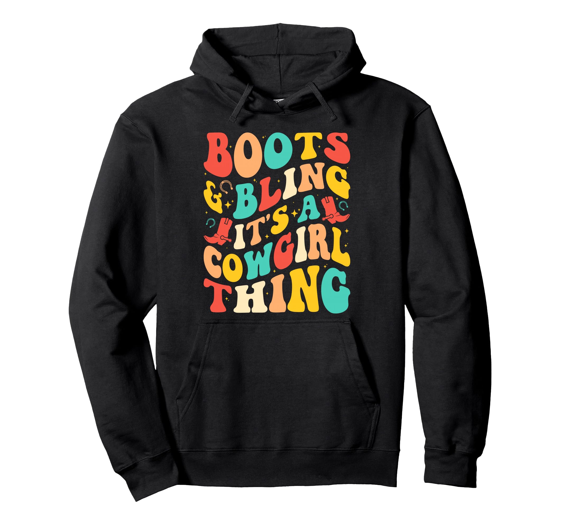 Boots And Bling Groovy Rodeo Western Hoodie - Aesthetic Graphic Men Women - T-Shirt, Sweatshirt, Hoodie