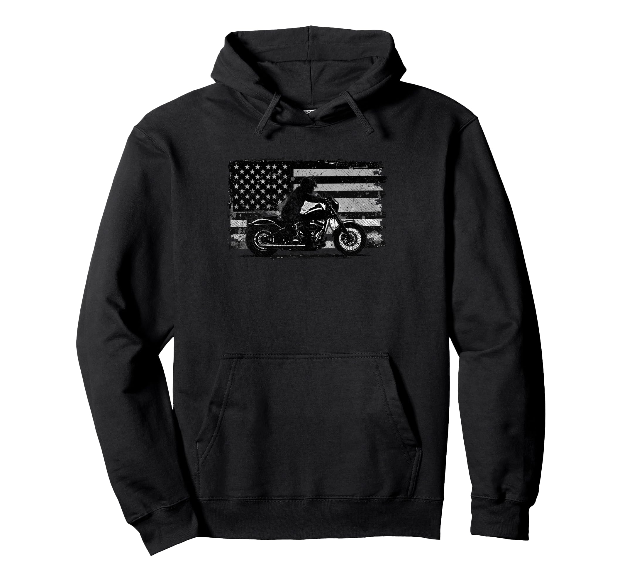 Us Flag Biker Riding Lover Motorcycle Hoodie - Unique Graphic Men Women - T-Shirt, Sweatshirt, Hoodie