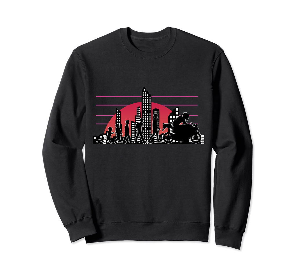 Motorcycle Evolution 80S Biker Sweatshirt - Unique Graphic Men Women - T-Shirt, Sweatshirt, Hoodie