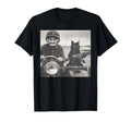 Granny And Her Armed Cat Riding Motorcycle T-Shirt - Graphic Print Unisex - T-Shirt, Sweatshirt, Hoodie