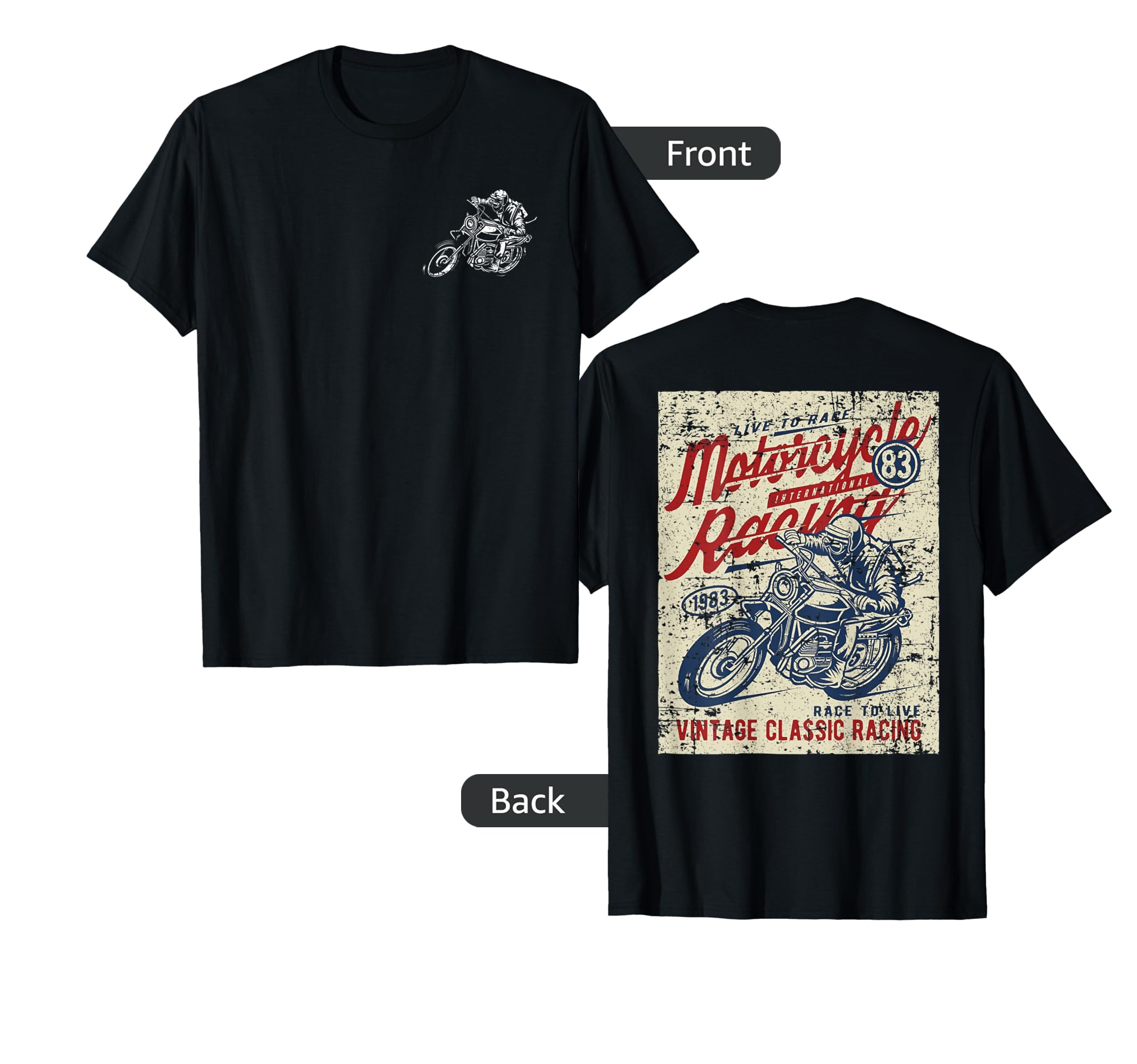 Motorcycle Racing Distressed T-Shirt - Unique Graphic Men Women - T-Shirt, Sweatshirt, Hoodie