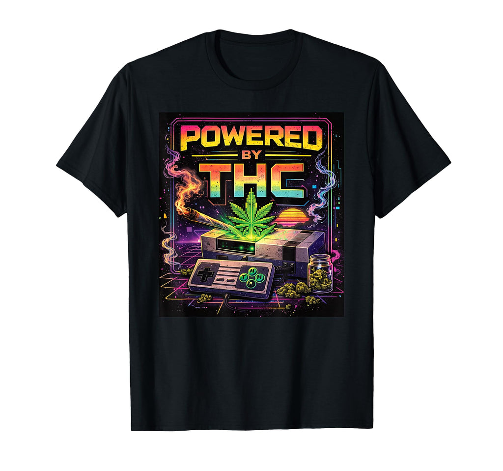 Powered Thc Synthwave T-Shirt - Minimalist Print Unisex - T-Shirt, Sweatshirt, Hoodie