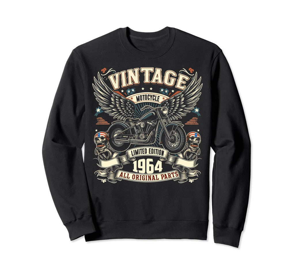 1964 Born 1964 60Th Birthday Motorcycle Sweatshirt - Unique Graphic Unisex - T-Shirt, Sweatshirt, Hoodie